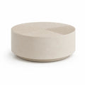 Table basse ronde en béton renforcé de fibres de verre beige Ø 80 × H 35 cm avec plateau rainuré