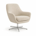 Fauteuil pivotant à 360° en tissu bouclé écru avec pied étoile en métal chromé, 82 × 78 × 88 cm