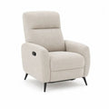 Fauteuil relax manuel inclinable en tissu beige avec dossier haut et pieds en acier noir, 76 × 92 × 104 cm