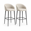 Lot de 2 tabourets de bar en tissu beige et acier noir avec dossier enveloppant, 52 × 56 × 101 cm, hauteur d’assise 75 cm