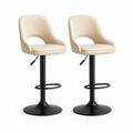 Lot de 2 tabourets de bar pivotants et réglables en similicuir beige et métal noir, 48 × 52 × 88-109 cm