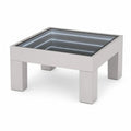 Table basse carrée LED à effet miroir infini en MDF et verre, Blanc/Noir, 80 × 80 × 45 cm